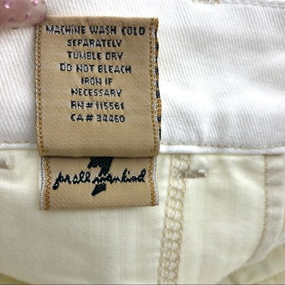 7 For All Mankind White Cotton Blend Flat Front Shorts - Picture 8 of 10